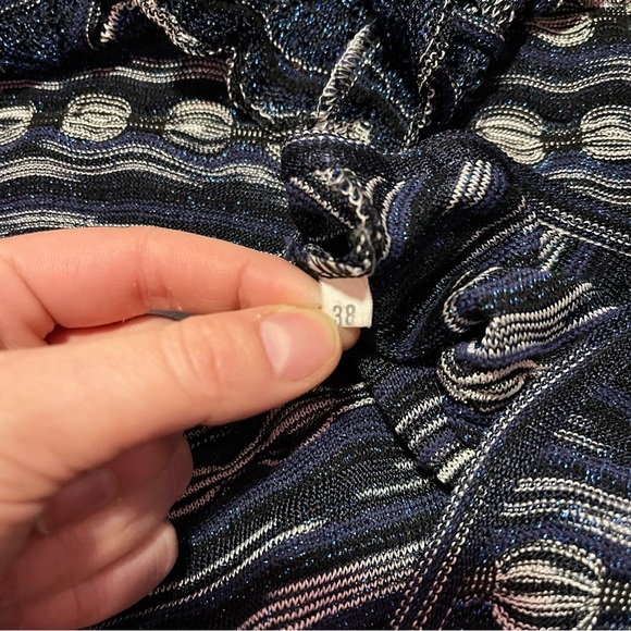 Missoni Dress Women's 38 IT Black Blue Silver Sparkle Short Scallop Vintage 2 US - Picture 7 of 8